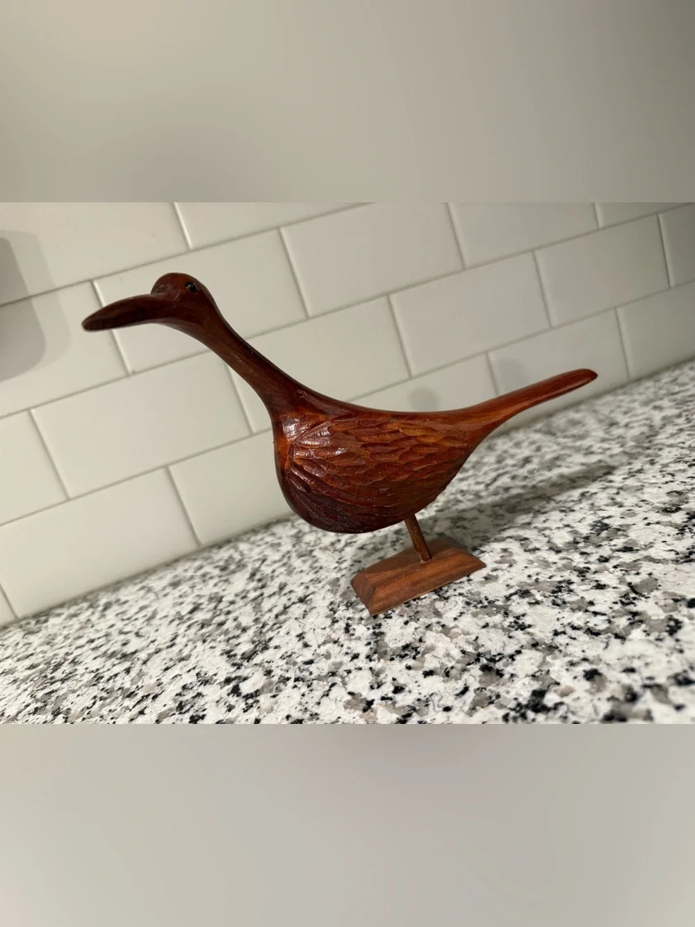 Hand-Carved Wooden Bird Décor - Brown